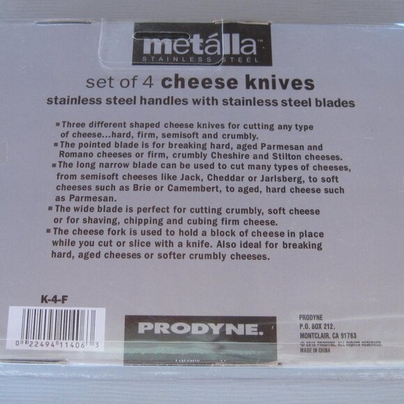 Cheese Knives Set Of 4 Metalla Stainless Steel blades - Picture 4 of 4